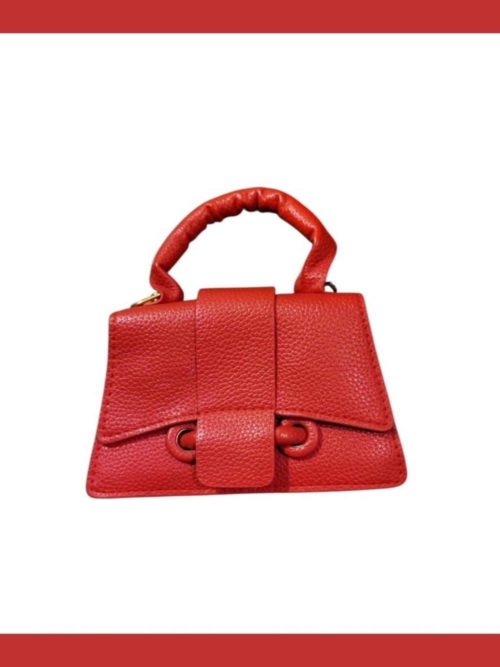 Compact Red Top-Handle Mini Bag with Wrapped Handle